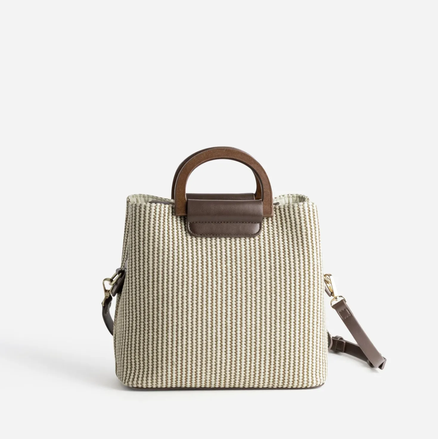 Sac beige tressé 3 compartiments