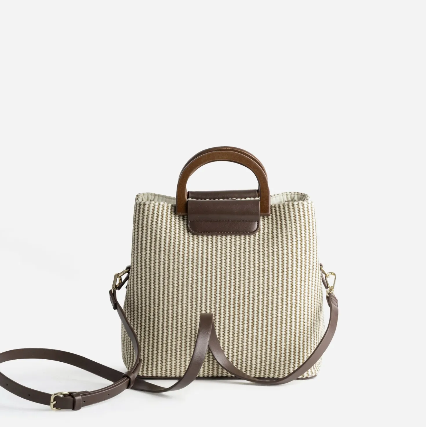 Sac beige tressé 3 compartiments