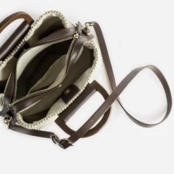 Sac beige tressé 3 compartiments