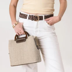 Sac beige tressé 3 compartiments