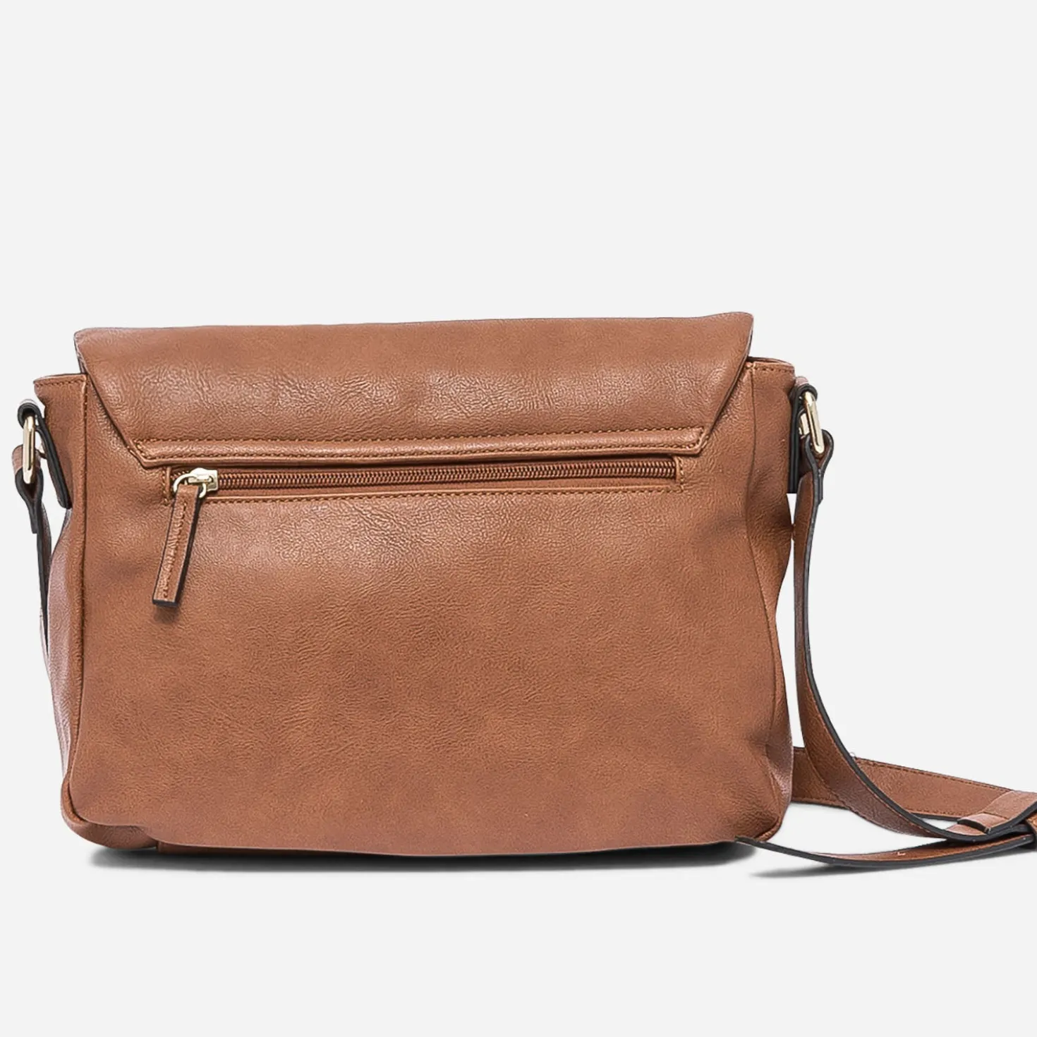 Sac besace camel avec rabat zippé