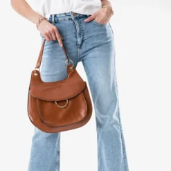 Sac besace cognac