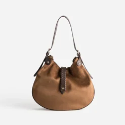 Sac besace marron bi-matière
