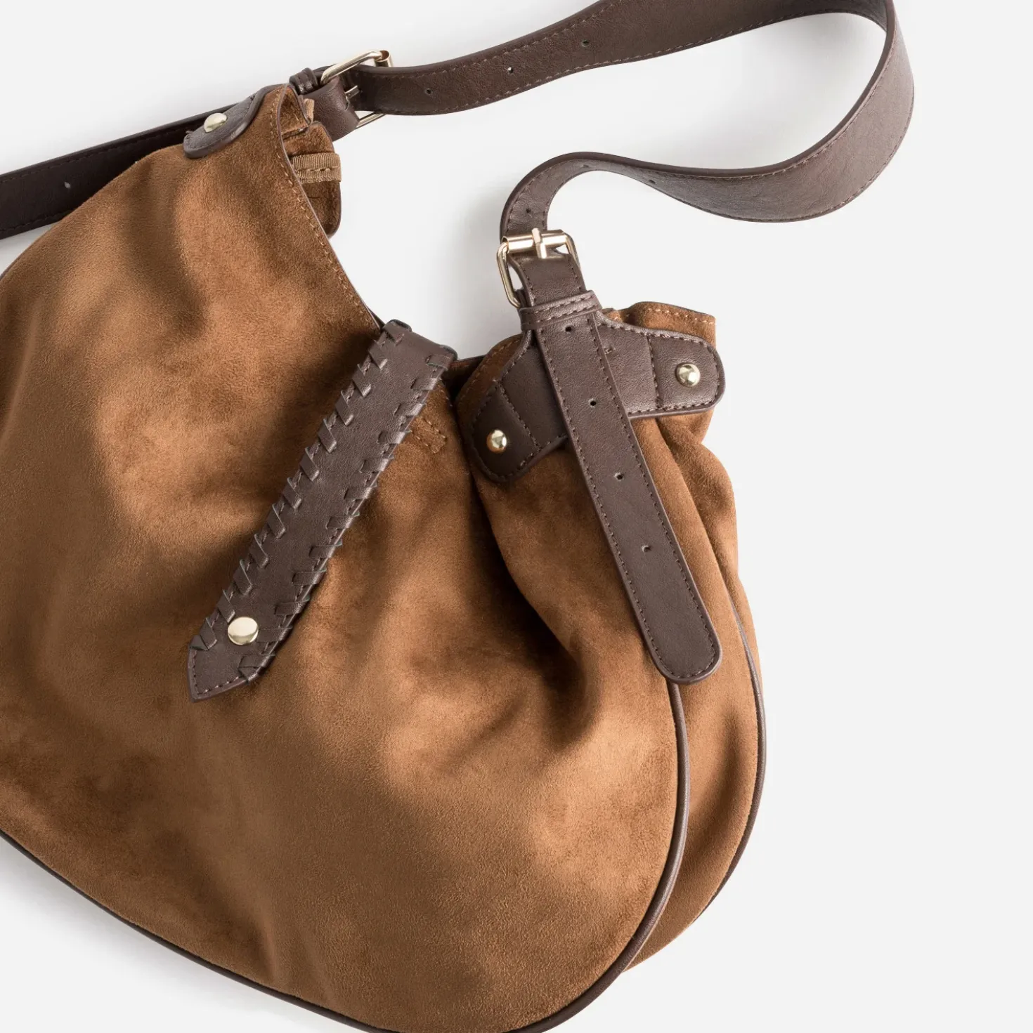 Sac besace marron bi-matière