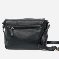 Sac besace noir avec rabat zippé