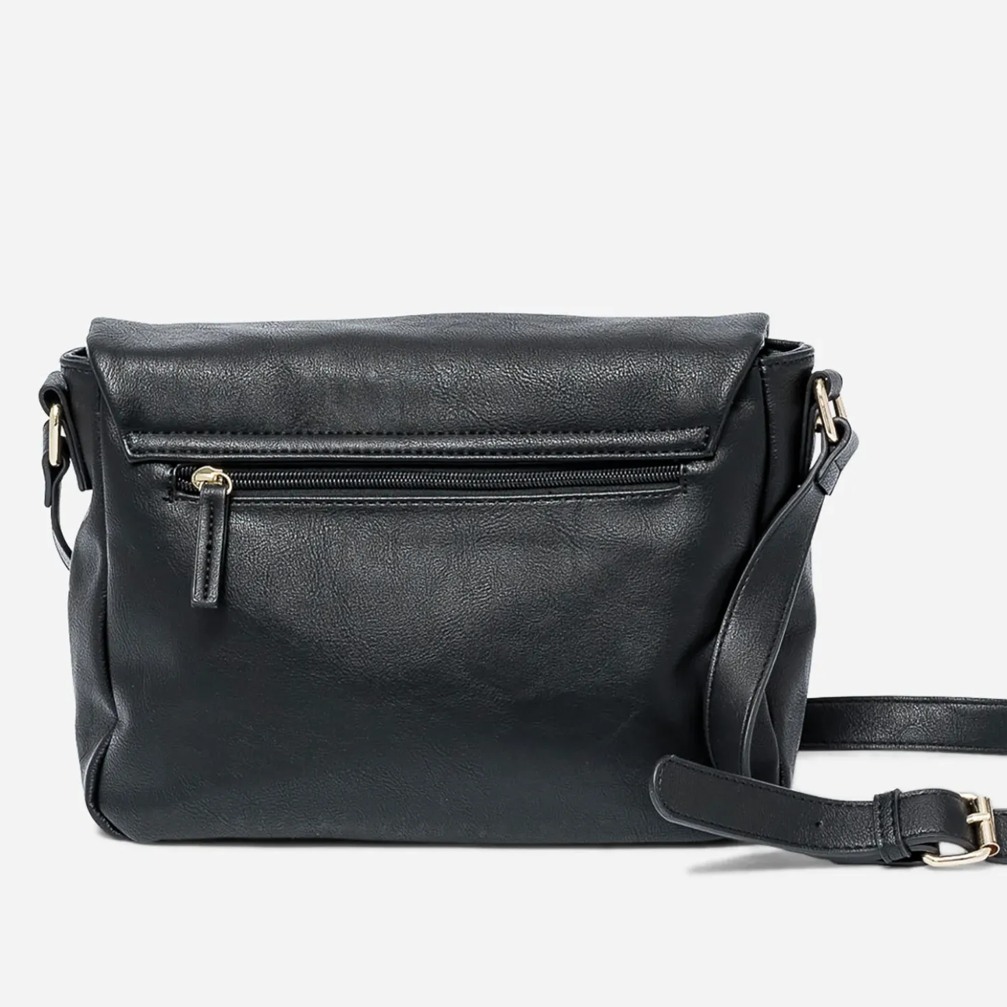 Sac besace noir avec rabat zippé
