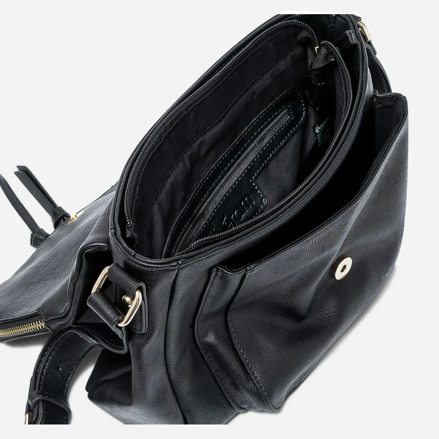 Sac besace noir avec rabat zippé
