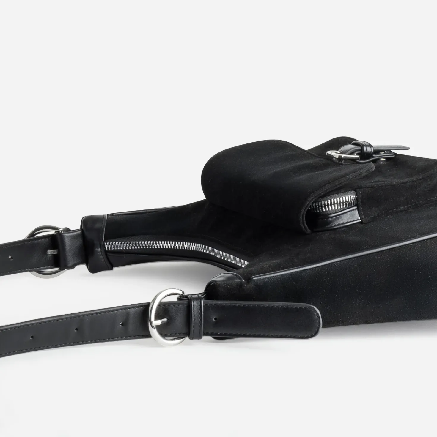Sac besace noir bi-matière