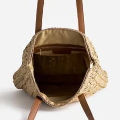 Sac cabas beige foncé paille papier