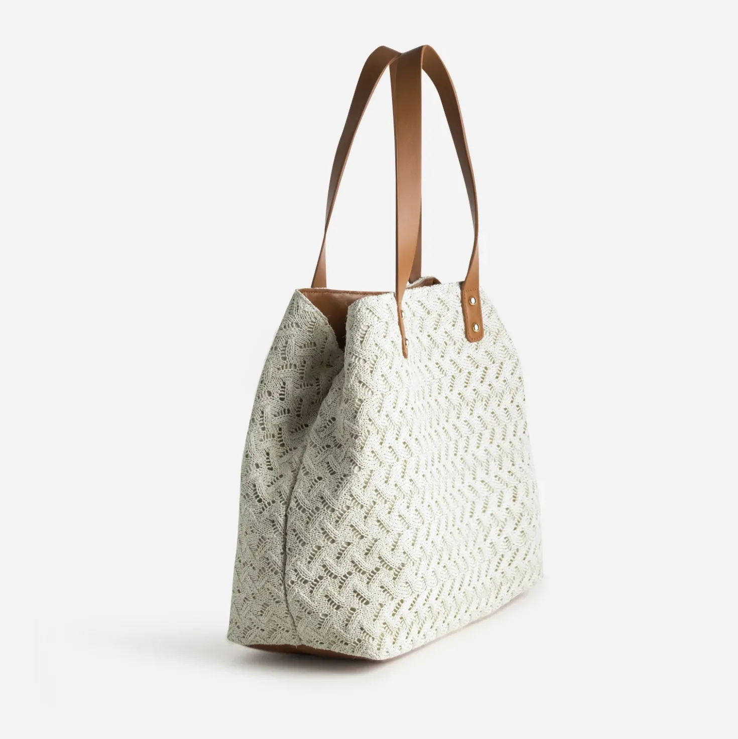 Sac cabas beige tressé