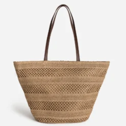 Sac cabas beige tressé