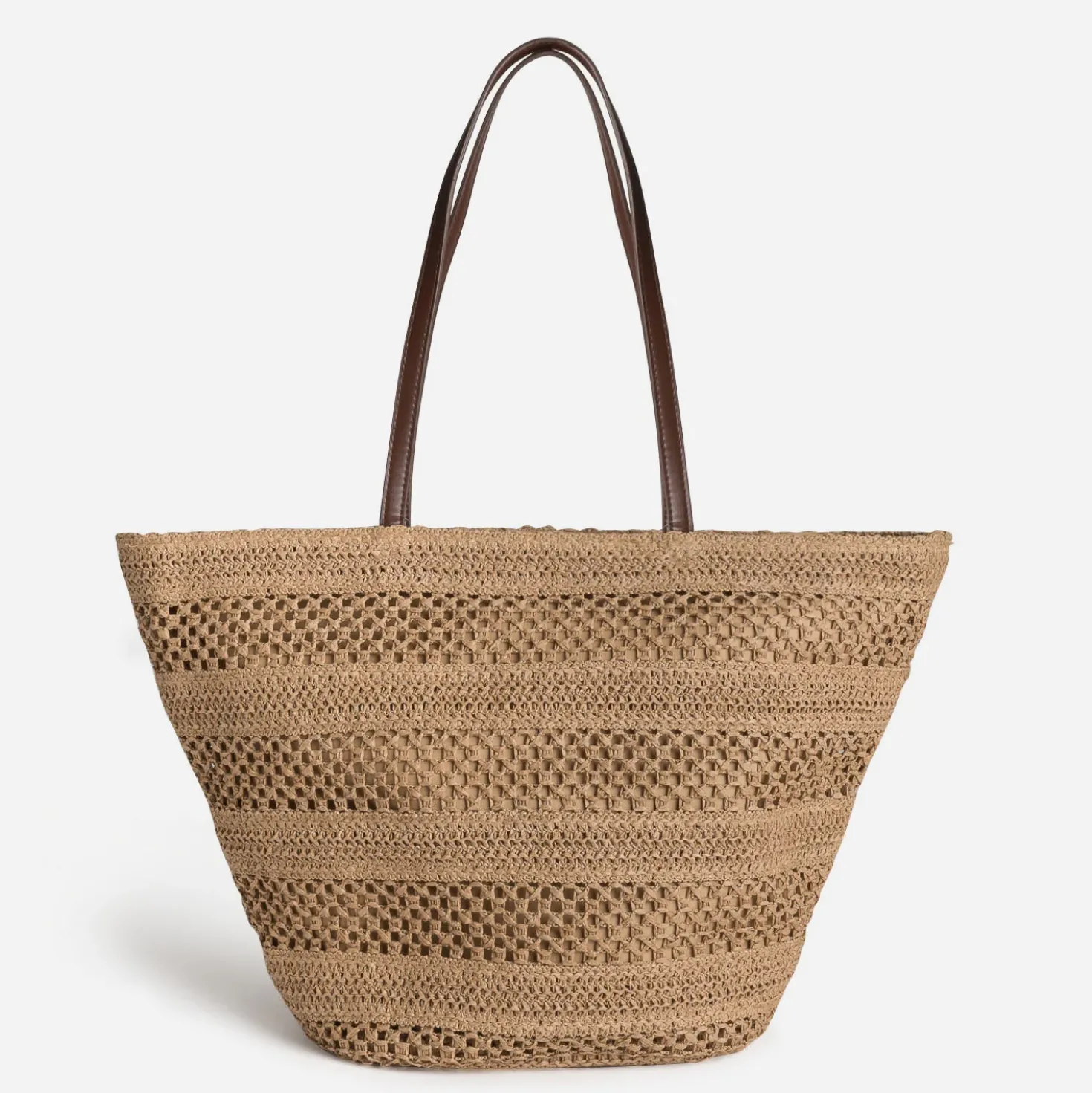 Sac cabas beige tressé