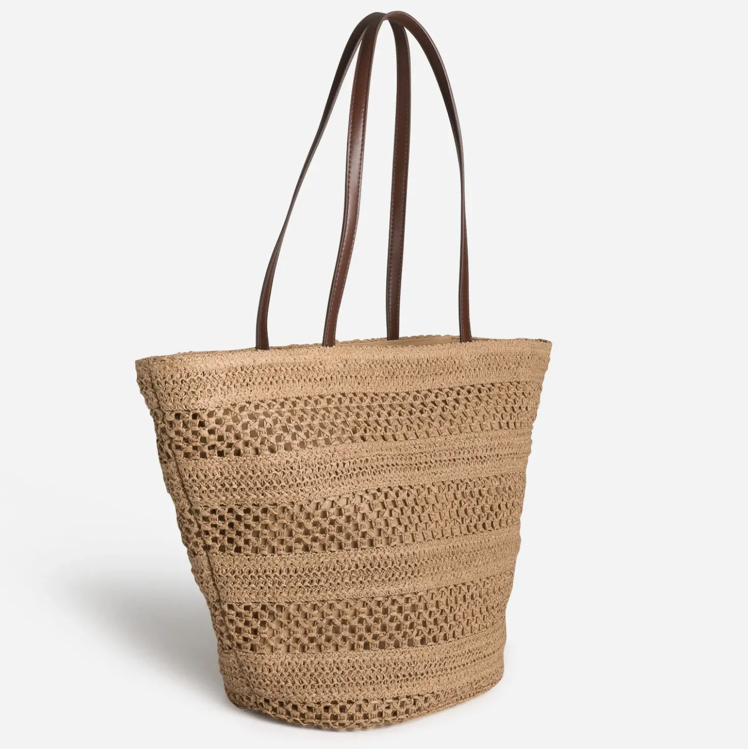Sac cabas beige tressé