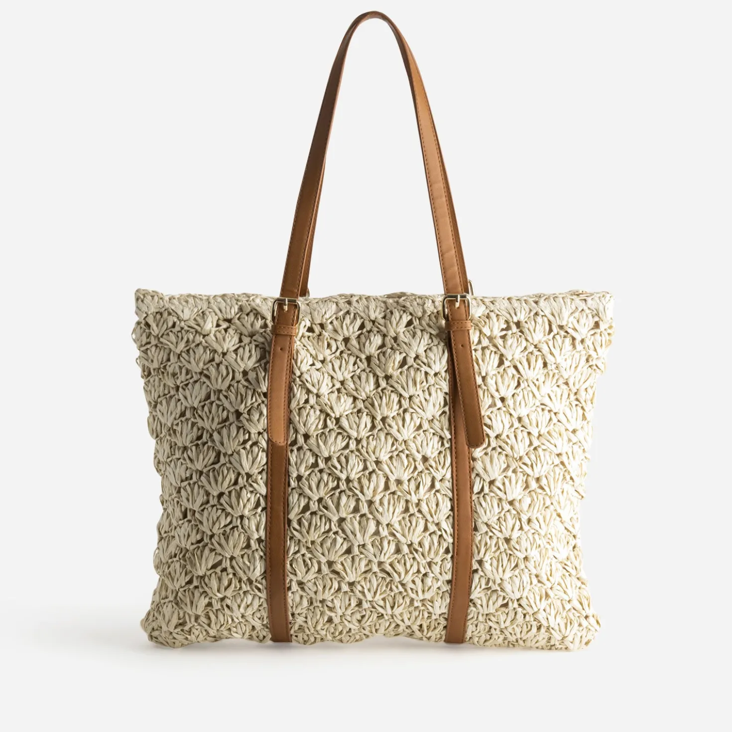 Sac cabas beige tressé