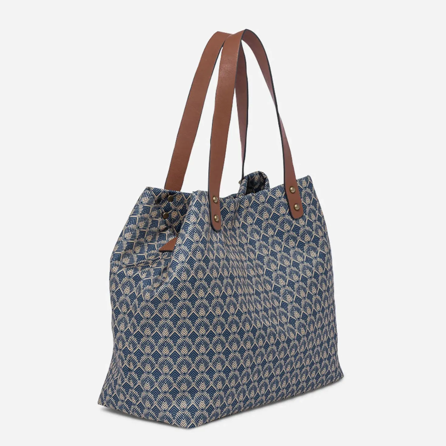Sac cabas bleu à imprimé minimaliste