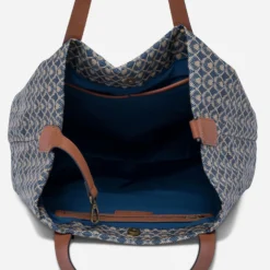Sac cabas bleu à imprimé minimaliste