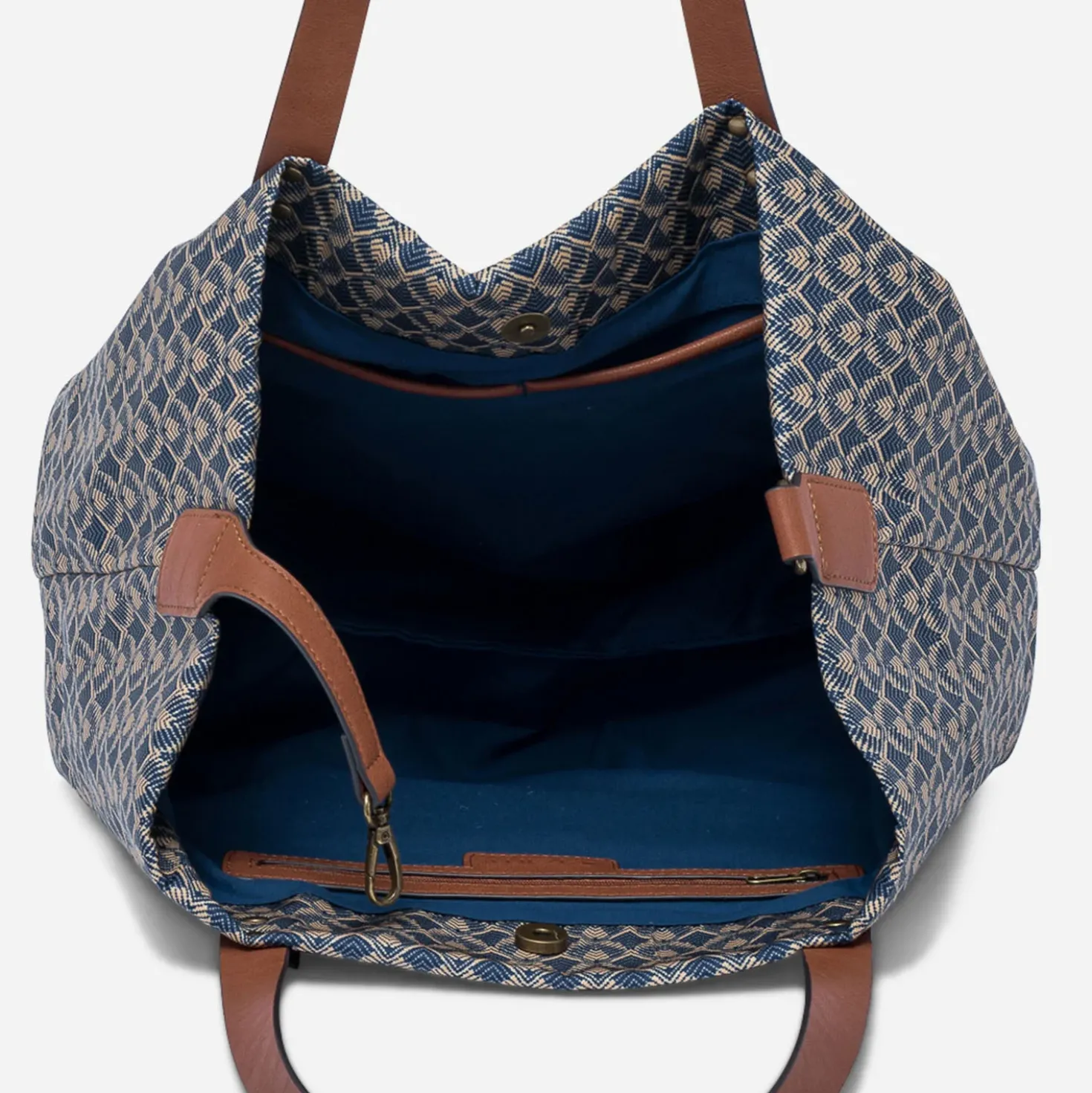 Sac cabas bleu à imprimé minimaliste