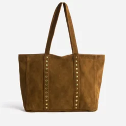 Sac cabas camel cuir velours