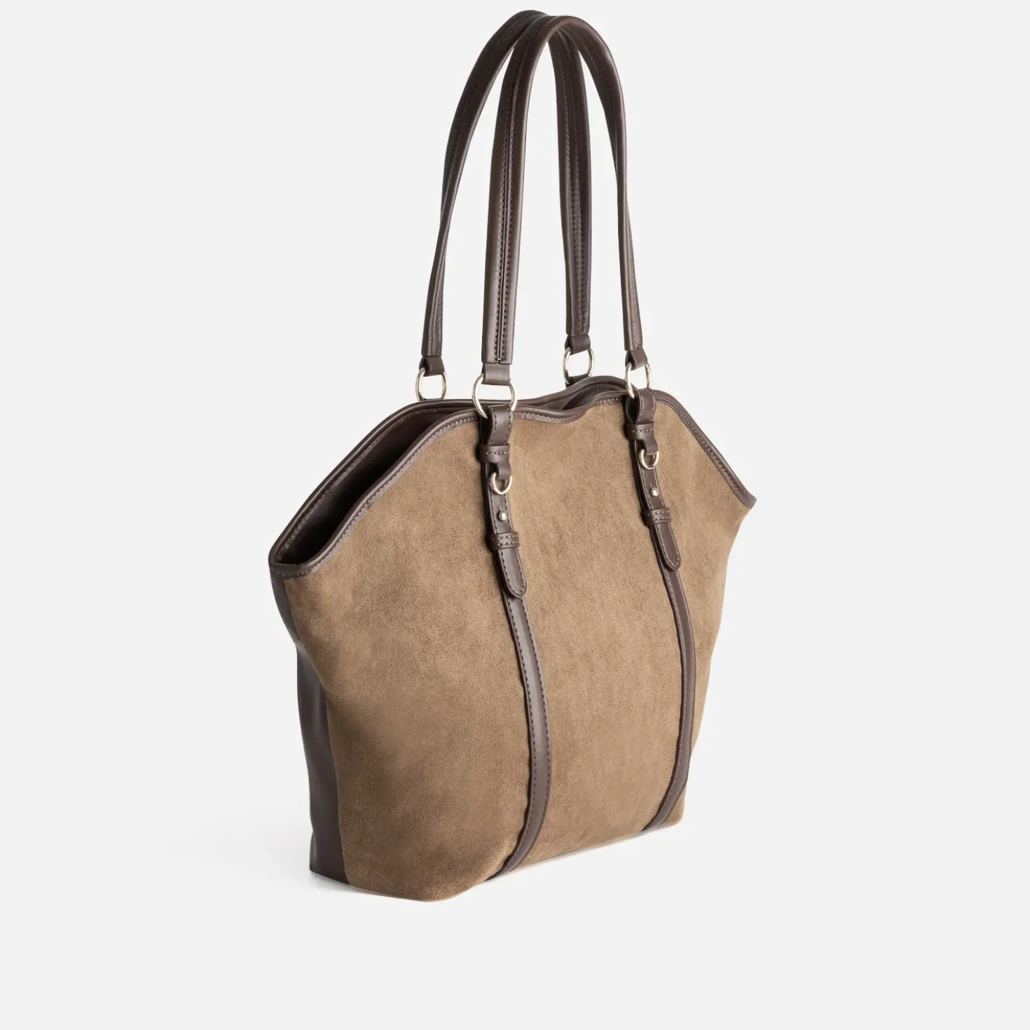 Sac cabas kaki suédé et marron