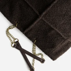 Sac cabas marron patchwork bouclette