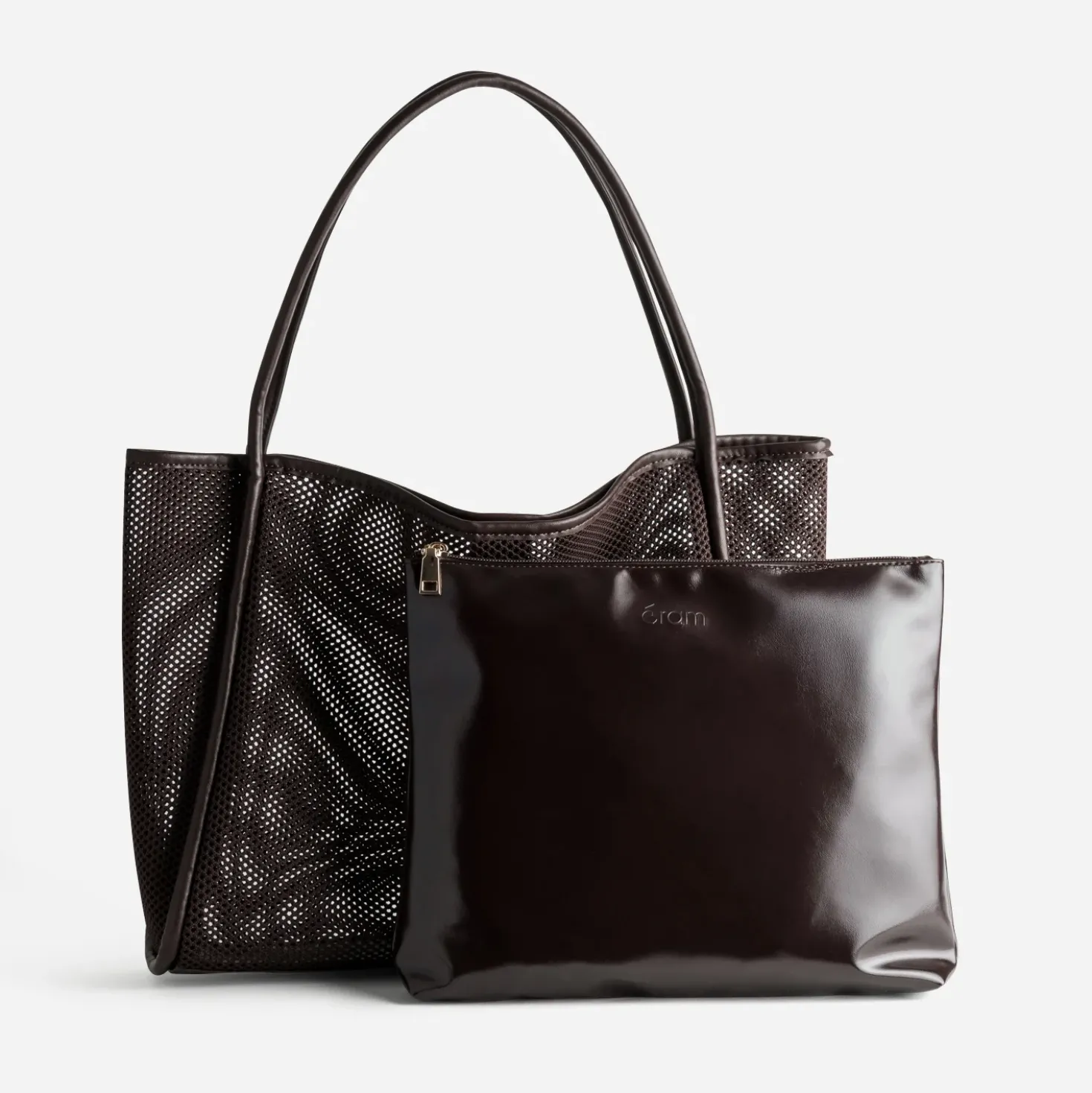 Sac cabas marron résille