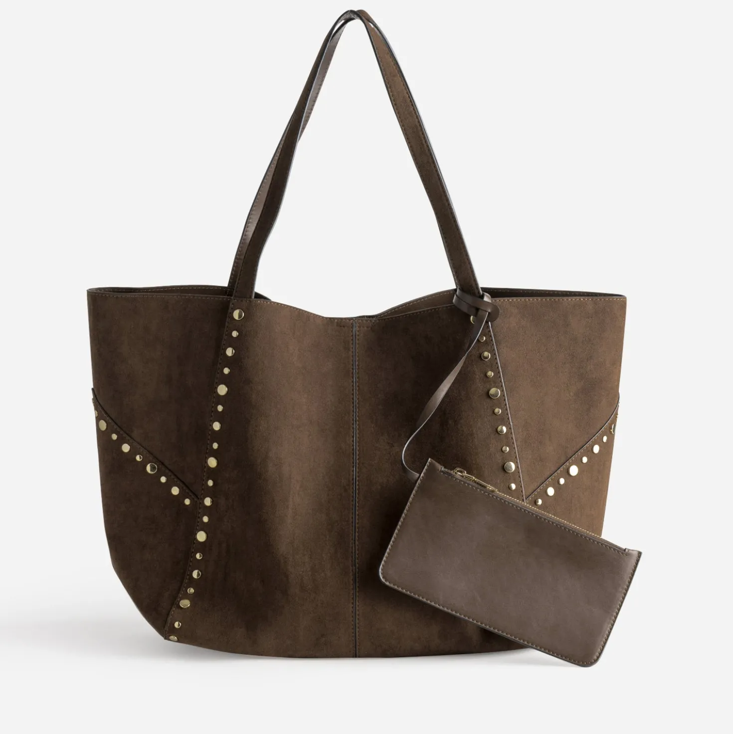 Sac cabas marron suédé décor clous