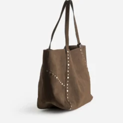 Sac cabas marron suédé décor clous