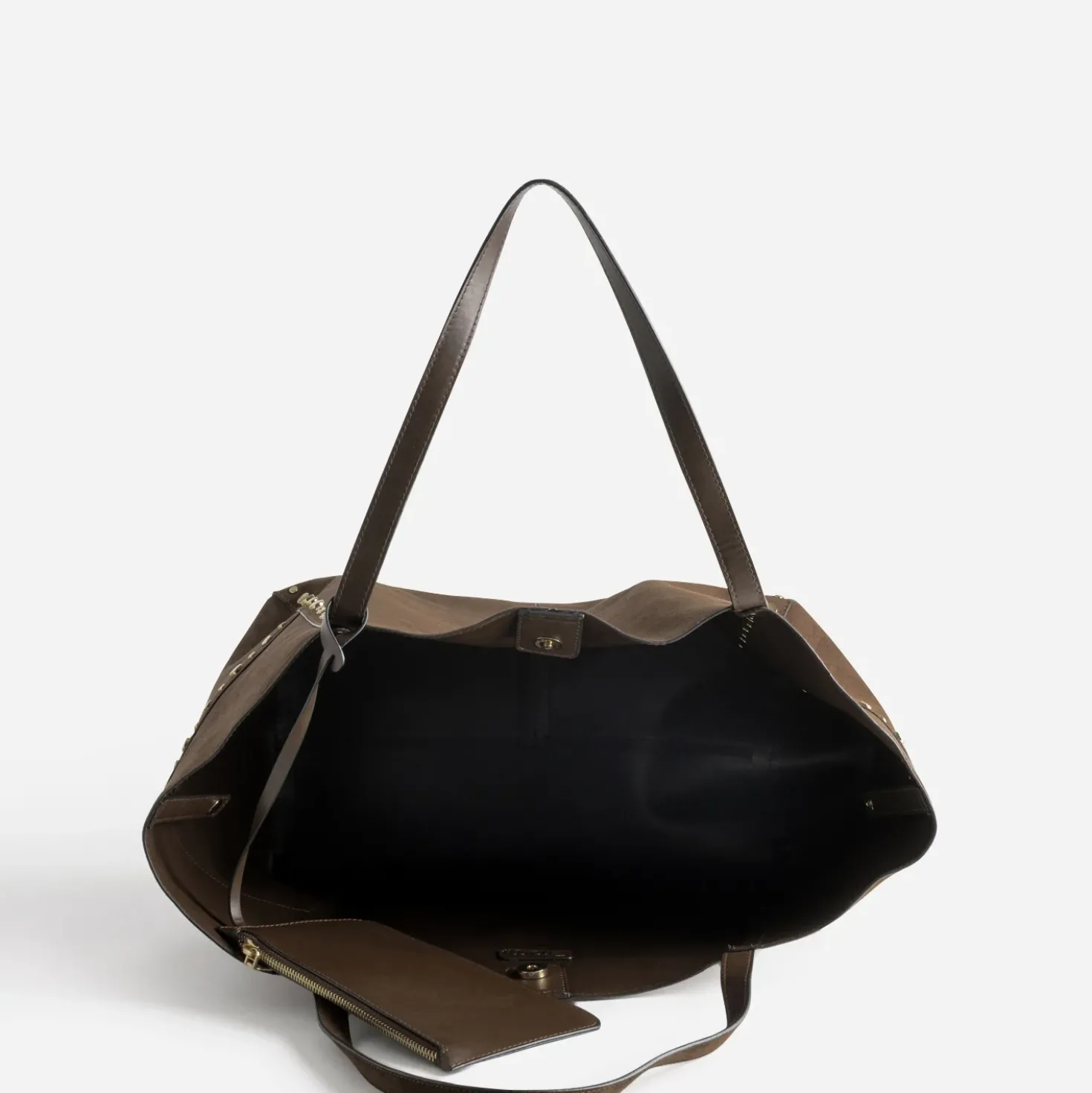 Sac cabas marron suédé décor clous
