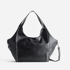 Sac cabas noir décor clous