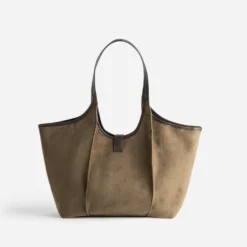 Sac cabas taupe suédé