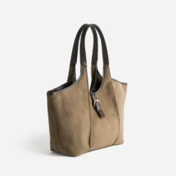 Sac cabas taupe suédé