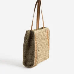 Sac cabas TEXTO beige paille papier