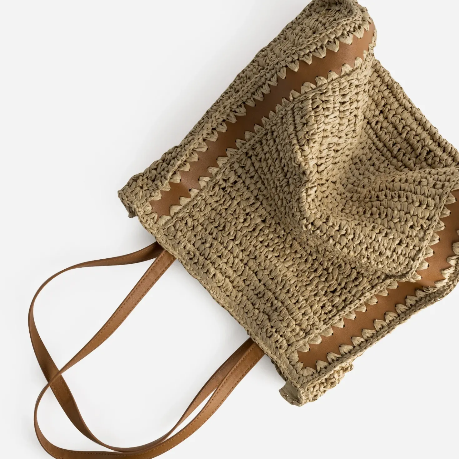 Sac cabas TEXTO beige paille papier