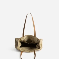 Sac cabas TEXTO beige paille papier