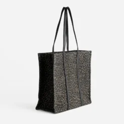 Sac cabas TEXTO marron motif léopard