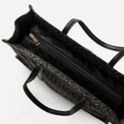 Sac cabas TEXTO marron motif léopard