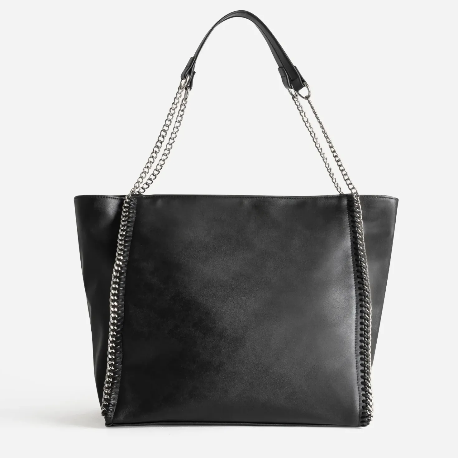 Sac cabas TEXTO noir métalleries argentées