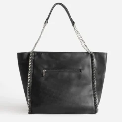 Sac cabas TEXTO noir métalleries argentées