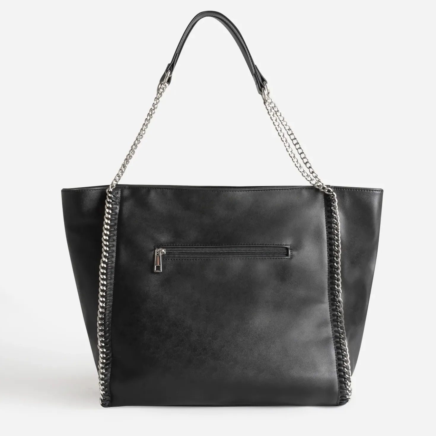 Sac cabas TEXTO noir métalleries argentées