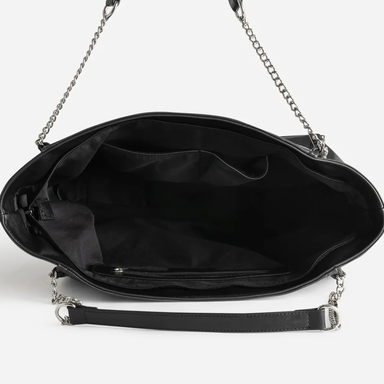Sac cabas TEXTO noir métalleries argentées