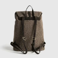Sac à dos sherpa marron clair à rabat