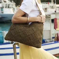 Sac hobo kaki tressé