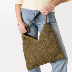 Sac hobo kaki tressé