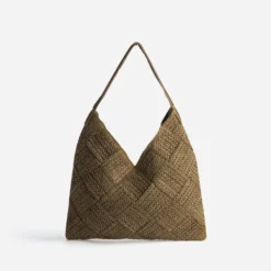 Sac hobo kaki tressé