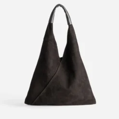 Sac hobo TEXTO marron cuir velours