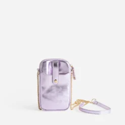 Sac lilas métallisé pour téléphone portable