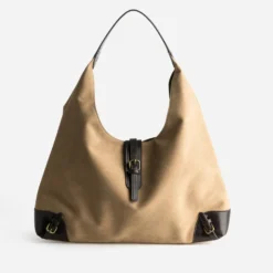 Sac à main beige suédé forme Hobo