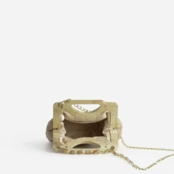 Sac à main beige tressé
