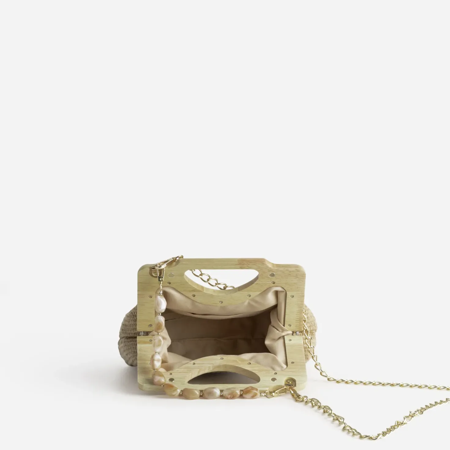 Sac à main beige tressé