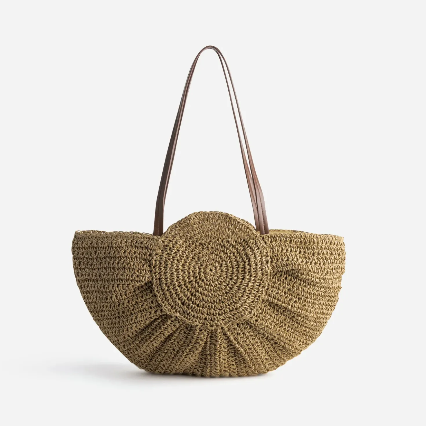 Sac à main beige tressé